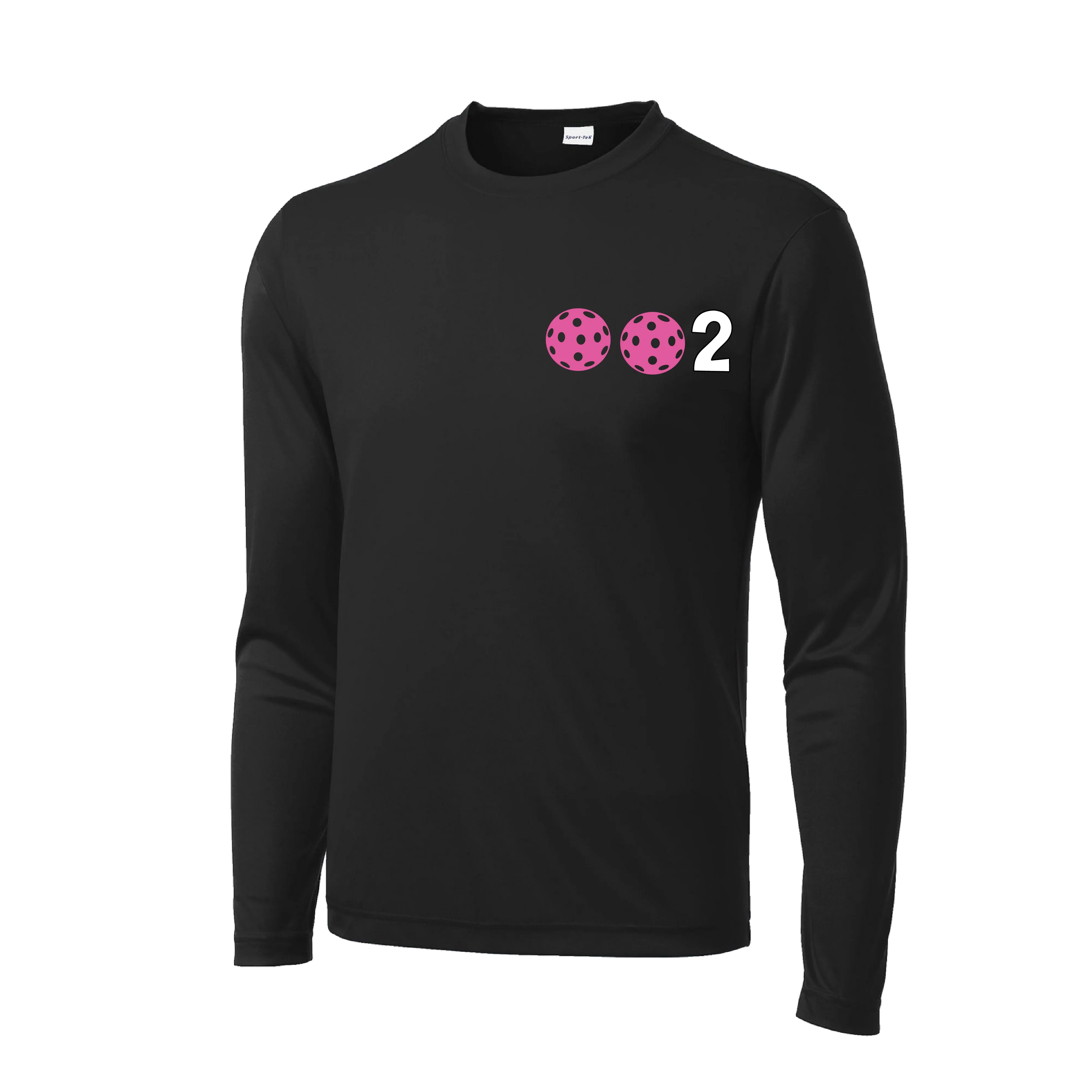 002 With Pickleballs (Yellow White Pink) Customizable | Men's Long Sleeve Athletic Shirt | 100% Polyester