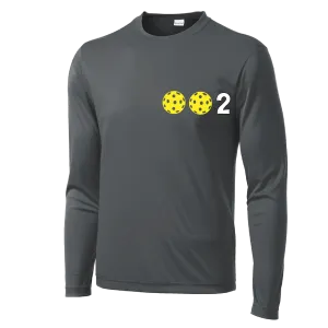 002 With Pickleballs (Yellow White Pink) Customizable | Men's Long Sleeve Athletic Shirt | 100% Polyester