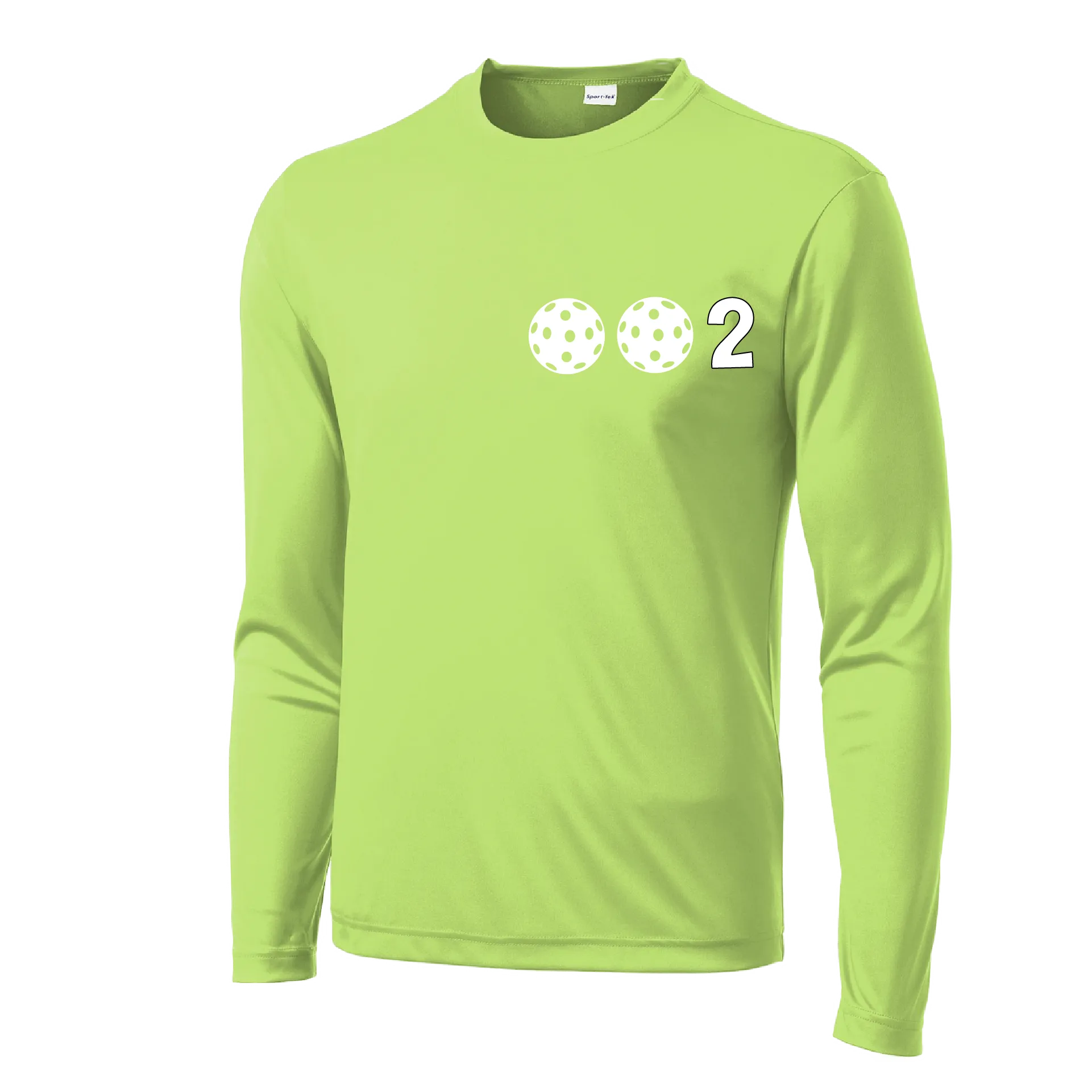 002 With Pickleballs (Yellow White Pink) Customizable | Men's Long Sleeve Athletic Shirt | 100% Polyester