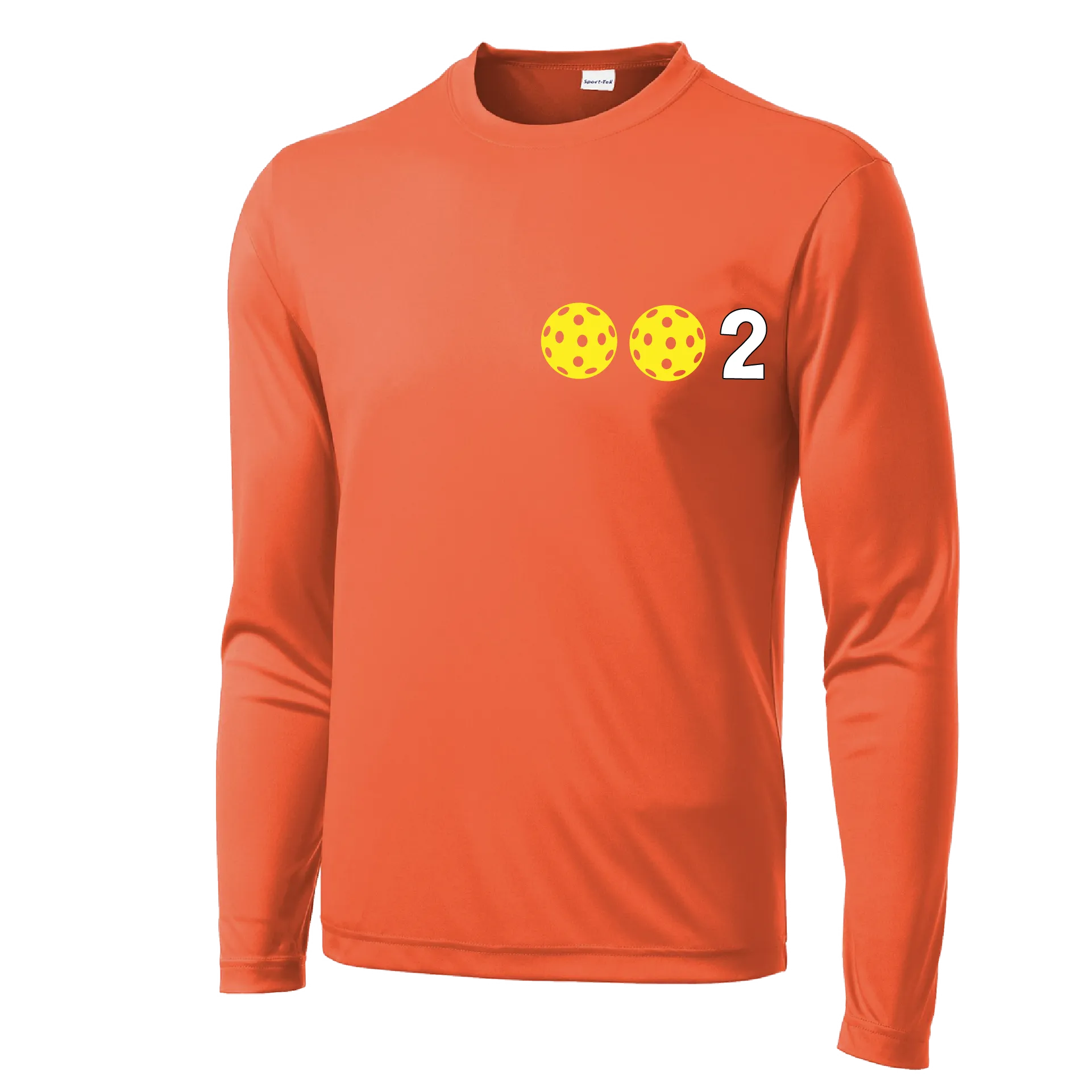 002 With Pickleballs (Yellow White Pink) Customizable | Men's Long Sleeve Athletic Shirt | 100% Polyester