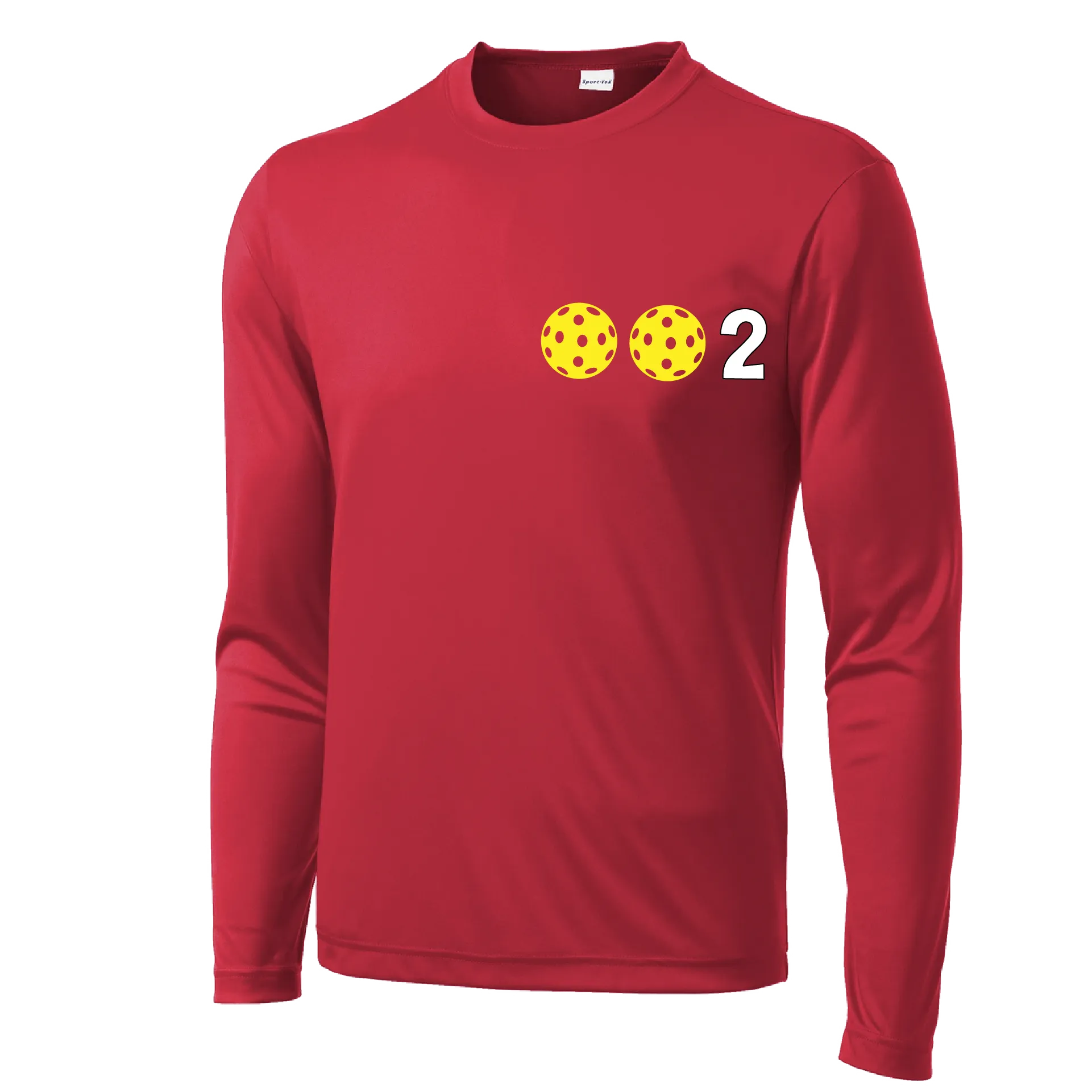 002 With Pickleballs (Yellow White Pink) Customizable | Men's Long Sleeve Athletic Shirt | 100% Polyester