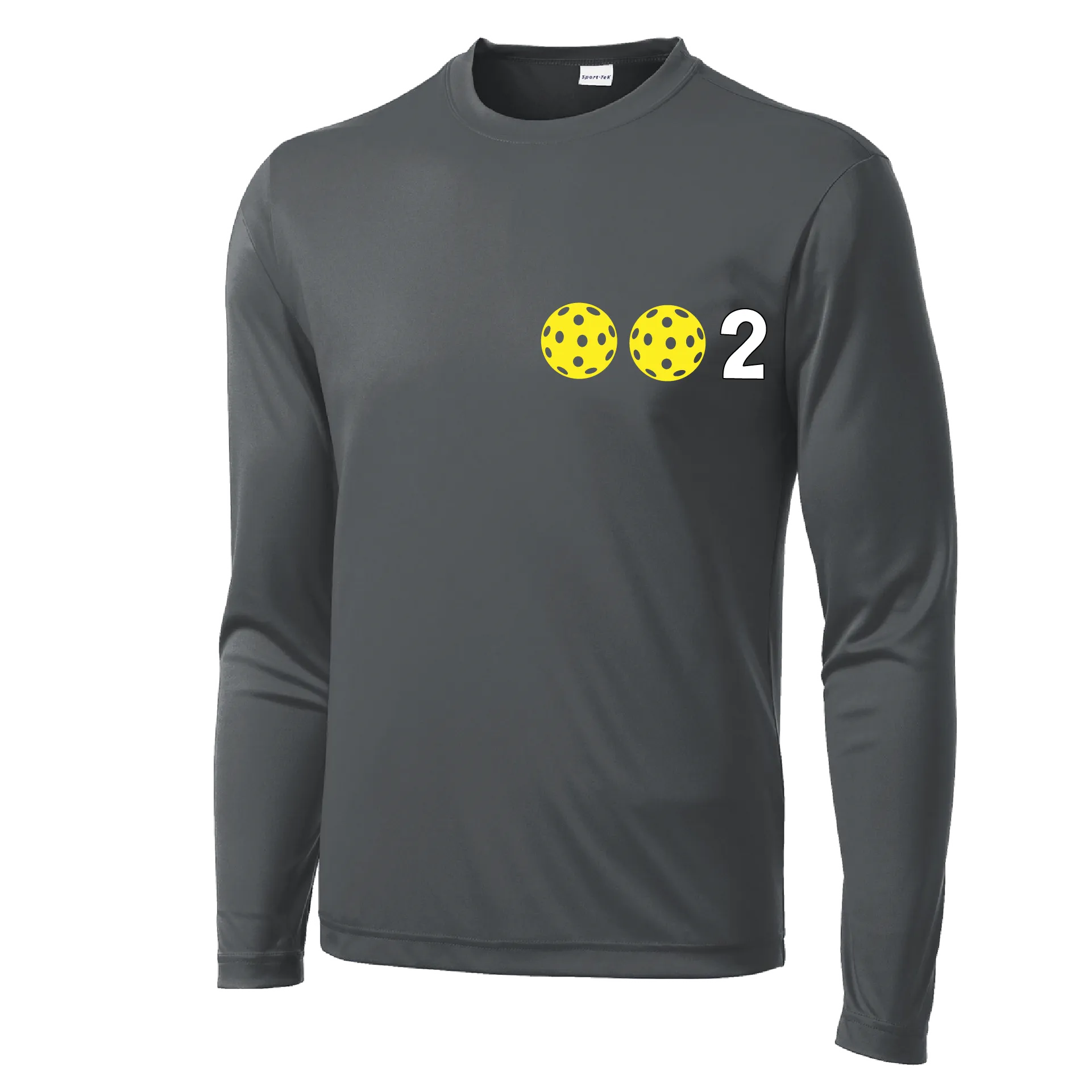 002 With Pickleballs (Yellow White Pink) Customizable | Men's Long Sleeve Athletic Shirt | 100% Polyester