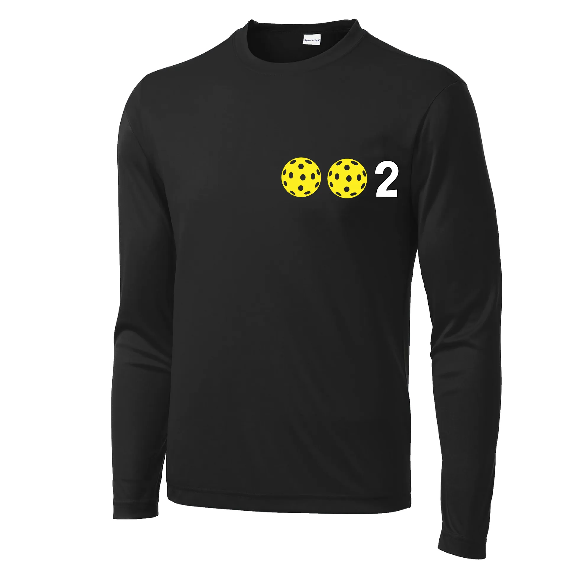002 With Pickleballs (Yellow White Pink) Customizable | Men's Long Sleeve Athletic Shirt | 100% Polyester