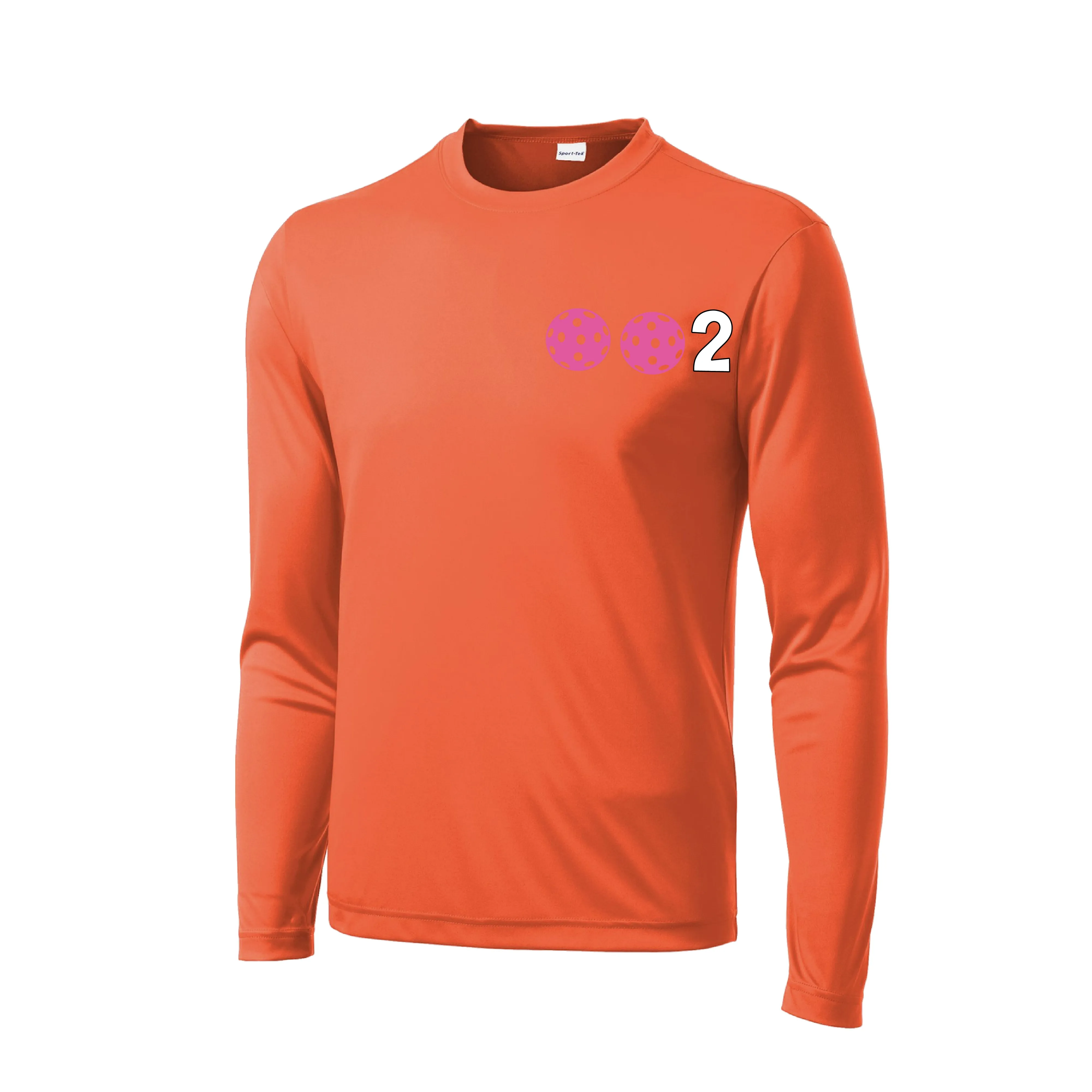 002 With Pickleballs (Yellow White Pink) Customizable | Men's Long Sleeve Athletic Shirt | 100% Polyester