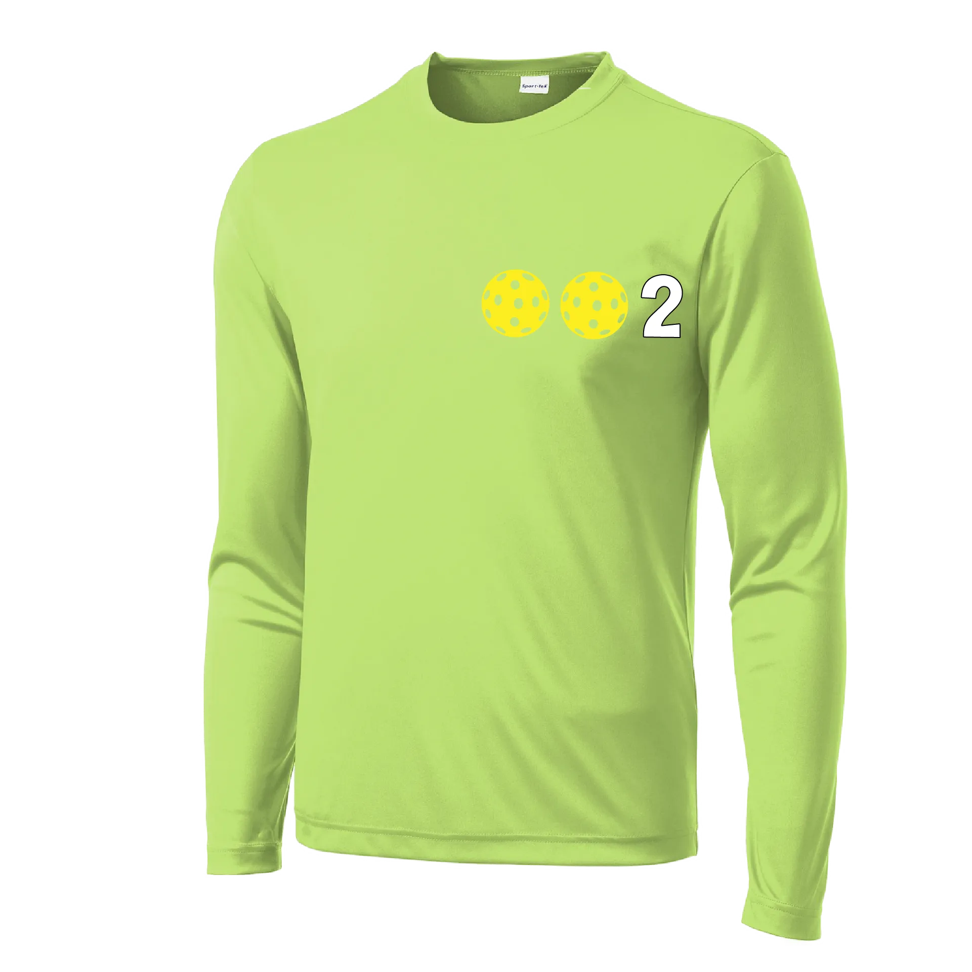 002 With Pickleballs (Yellow White Pink) Customizable | Men's Long Sleeve Athletic Shirt | 100% Polyester