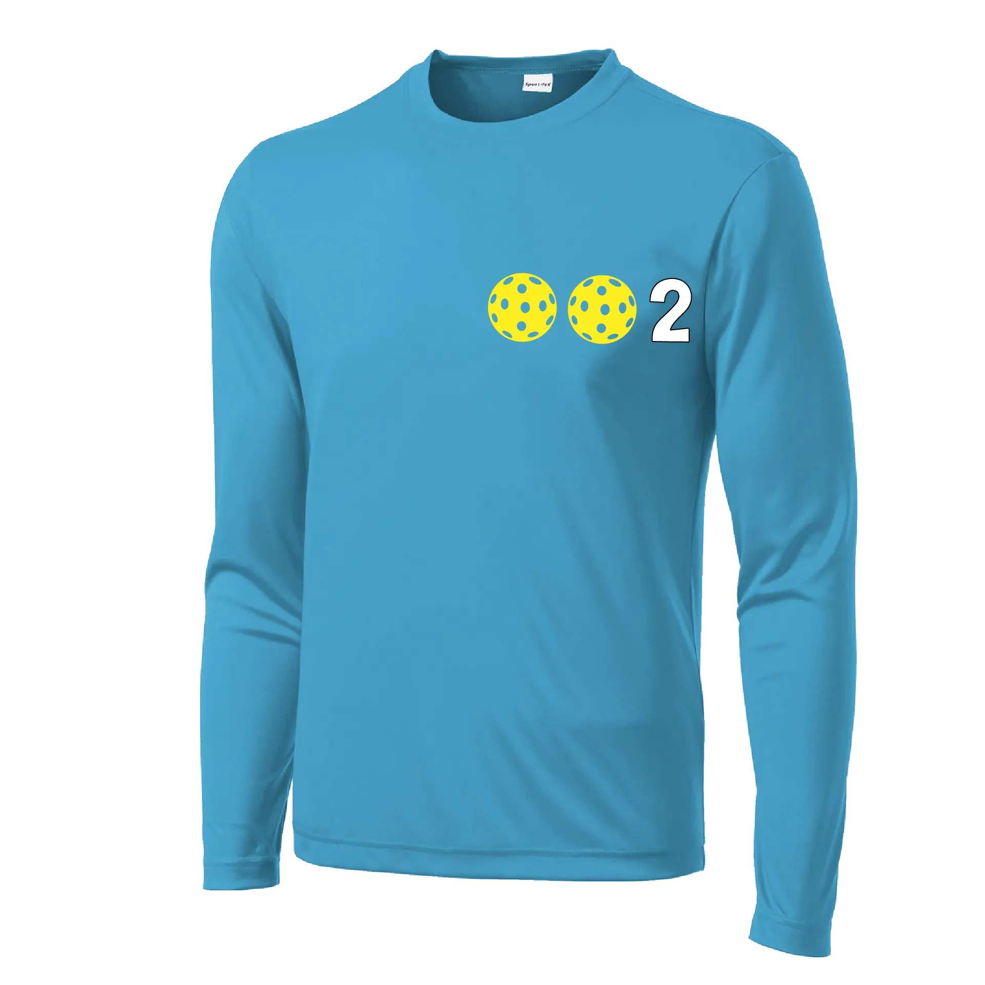 002 With Pickleballs (Yellow White Pink) Customizable | Men's Long Sleeve Athletic Shirt | 100% Polyester