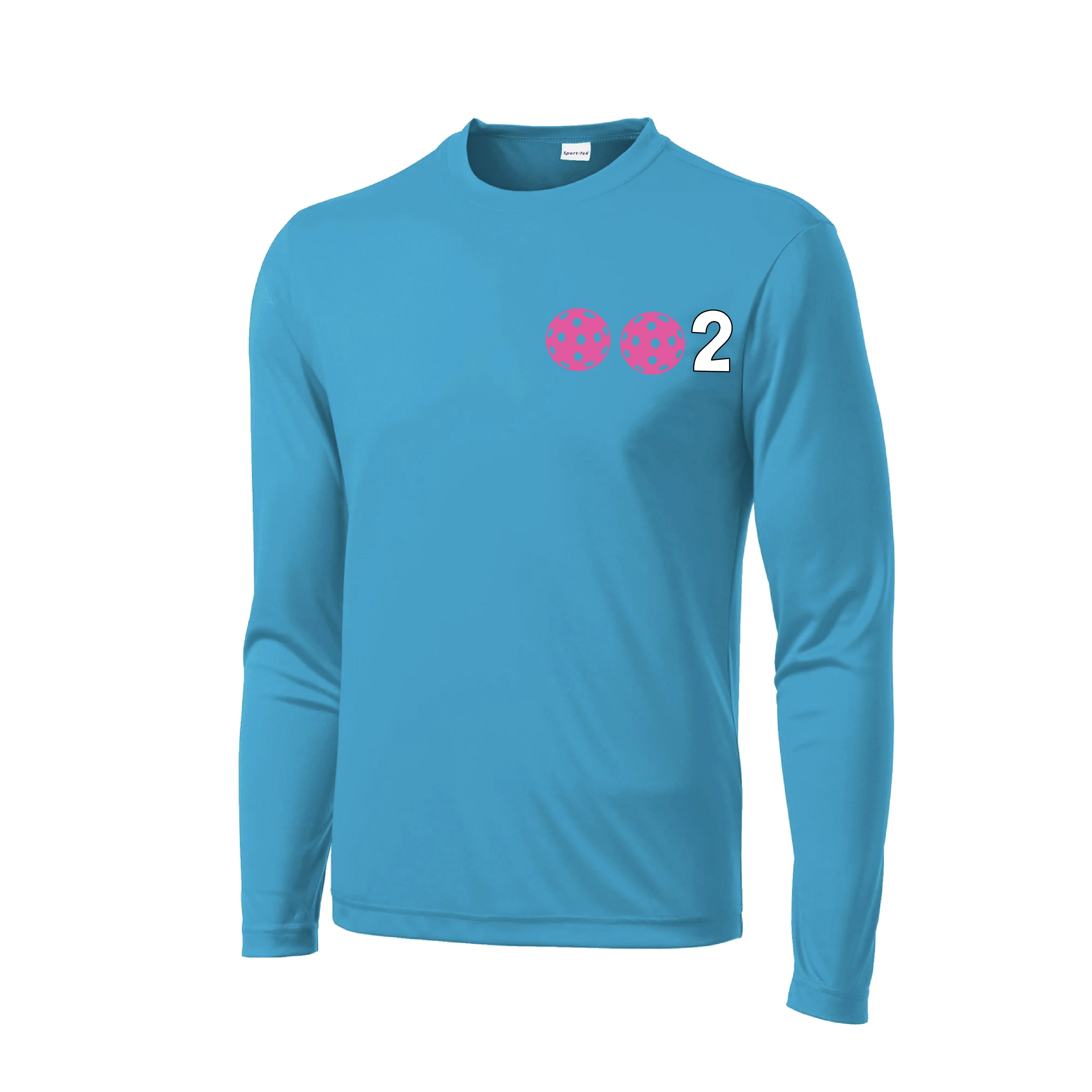 002 With Pickleballs (Yellow White Pink) Customizable | Men's Long Sleeve Athletic Shirt | 100% Polyester