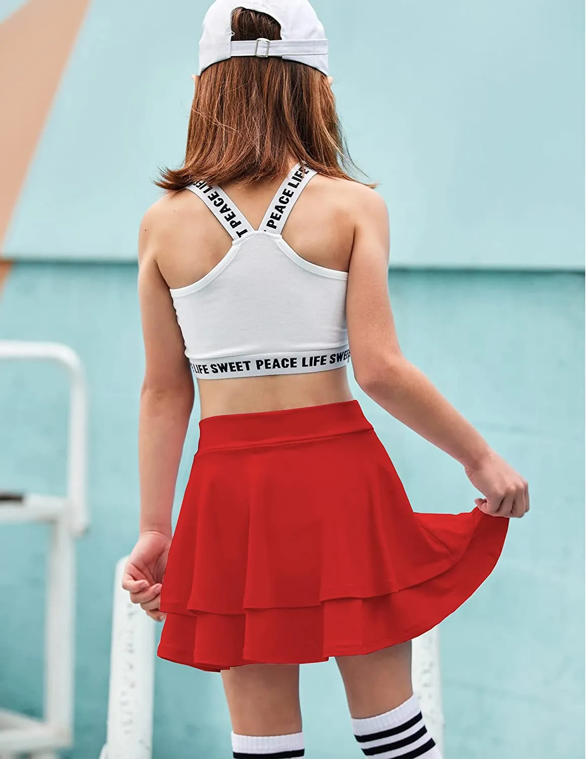 Arshiner Girl's Sport Skirts with Shorts Athletic Pleated Skort with Pockets