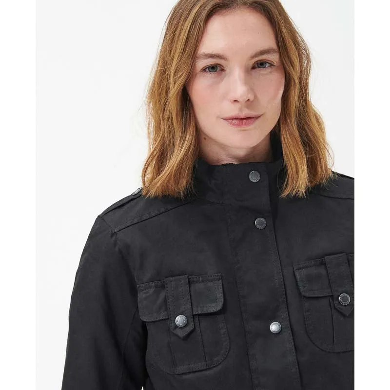 Barbour Winter Defence Ladies Wax Jacket - Black/Classic