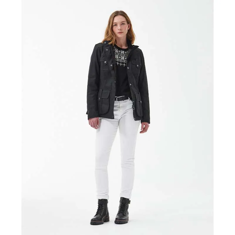 Barbour Winter Defence Ladies Wax Jacket - Black/Classic