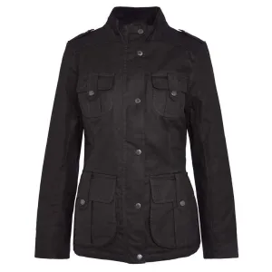 Barbour Winter Defence Ladies Wax Jacket - Black/Classic