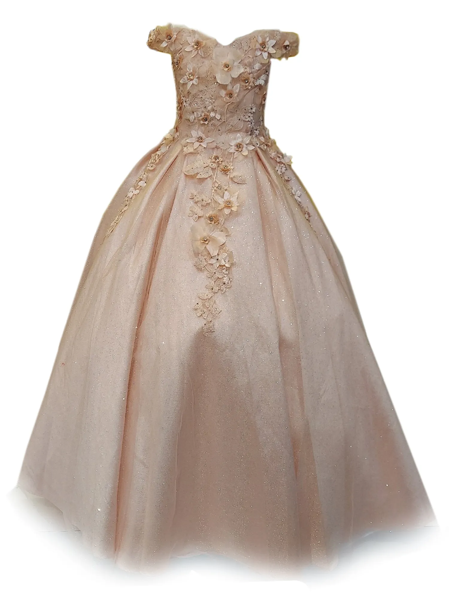 Big Girls Blush 3D Flower Organza Lace Off Shoulder Pageant Dress 8-16
