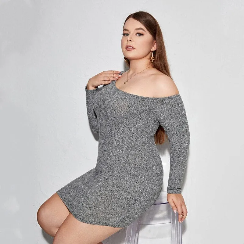CLOUD NINE OFF-SHOULDER RIBBED BODYCON MINI