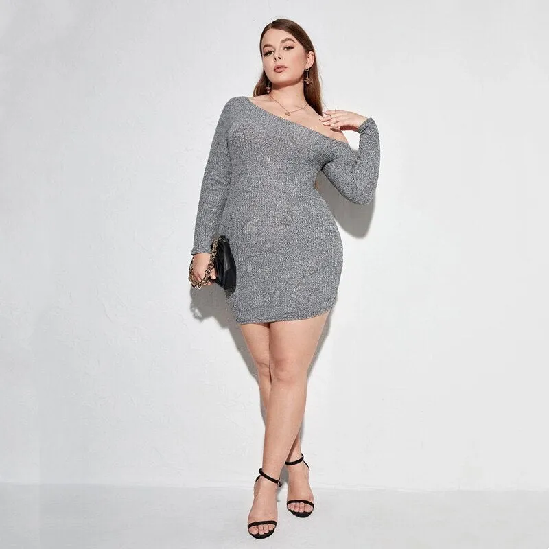 CLOUD NINE OFF-SHOULDER RIBBED BODYCON MINI