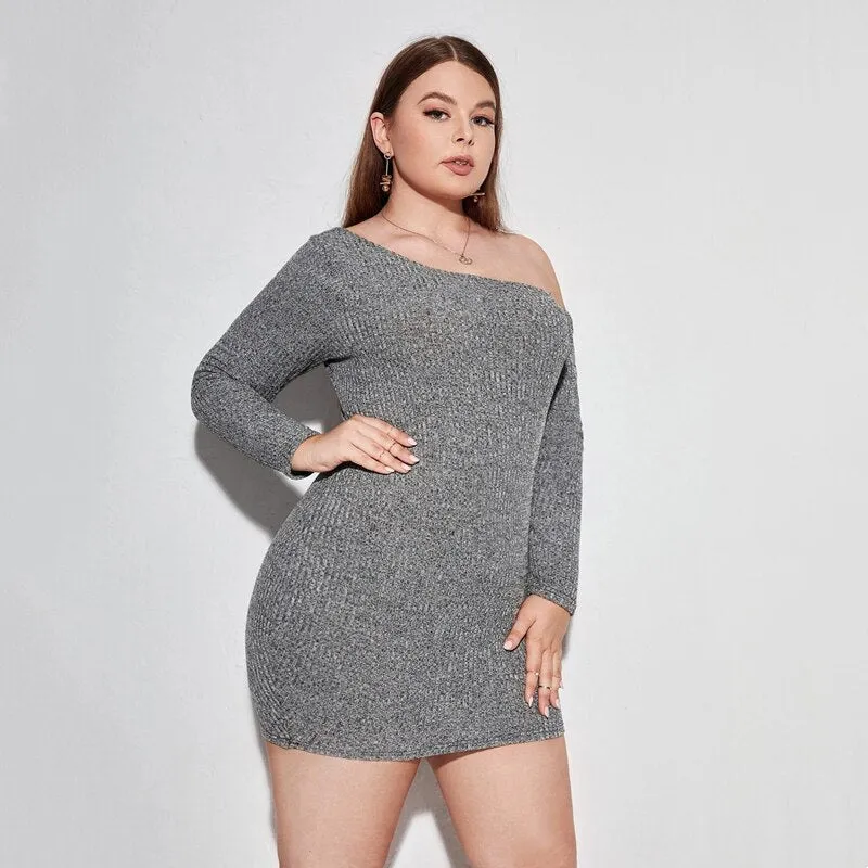 CLOUD NINE OFF-SHOULDER RIBBED BODYCON MINI