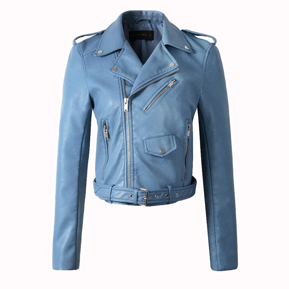 Cool Motorcycle Brando Diva Style Leather  Jacket Faux Leather  women leather coat  slim  jacket Leather