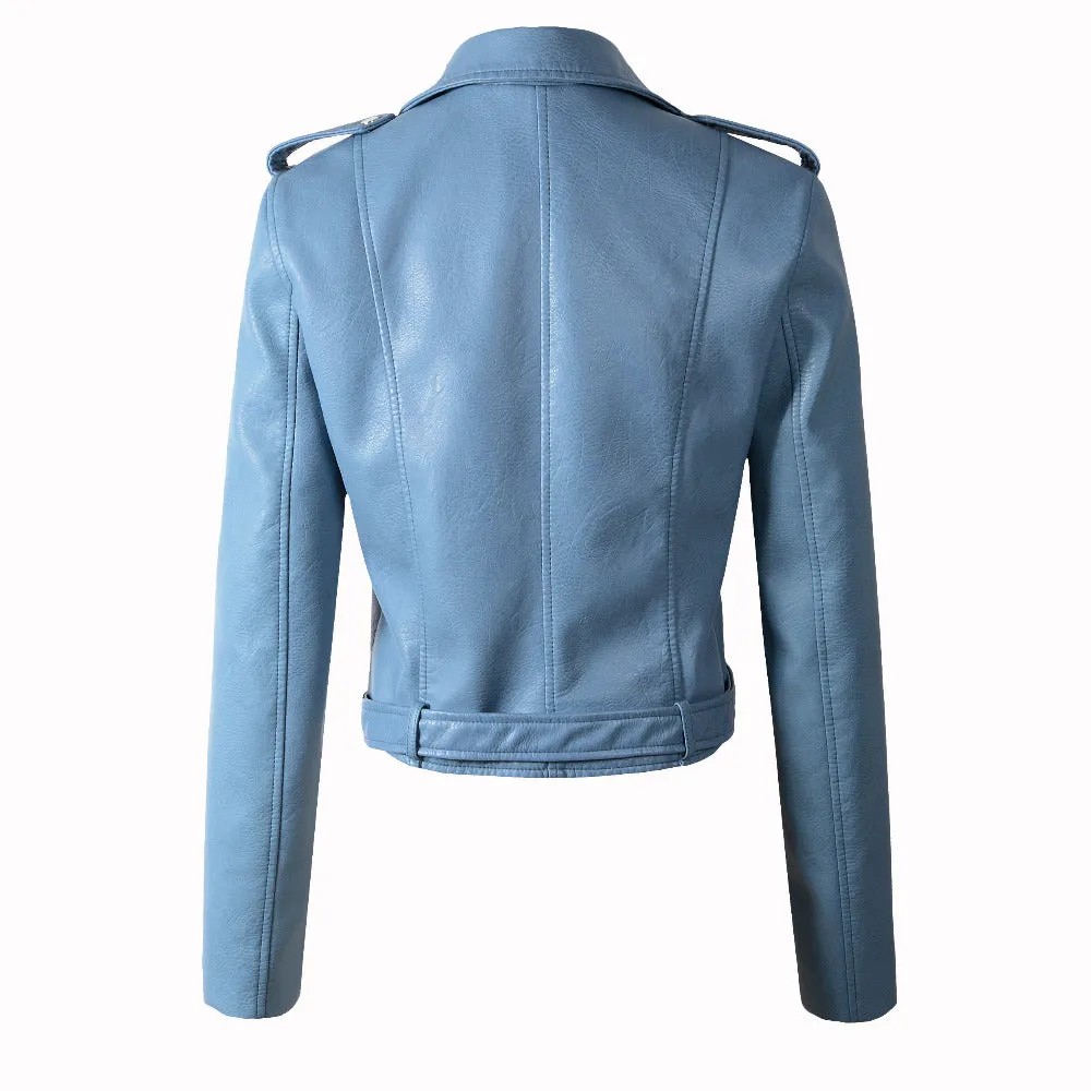 Cool Motorcycle Brando Diva Style Leather  Jacket Faux Leather  women leather coat  slim  jacket Leather