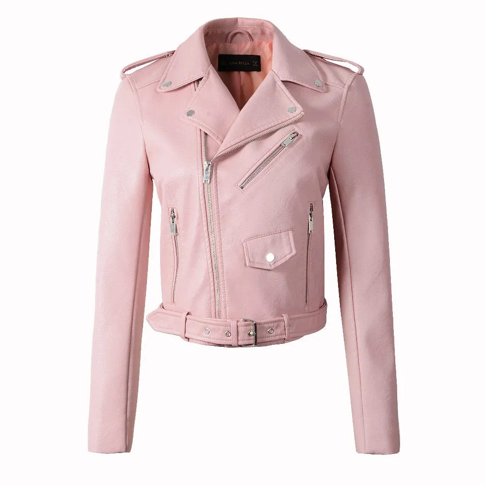Cool Motorcycle Brando Diva Style Leather  Jacket Faux Leather  women leather coat  slim  jacket Leather