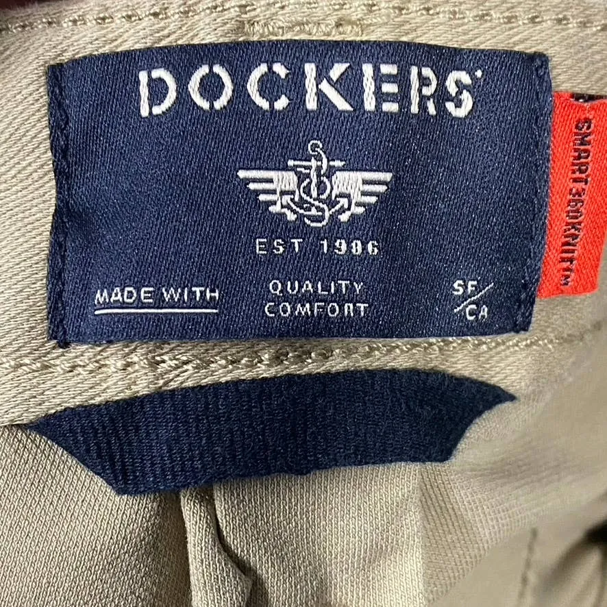 DOCKERS Men's Tan Smart 360 Comfort Knit Straight-Fit Pants SZ 34X32