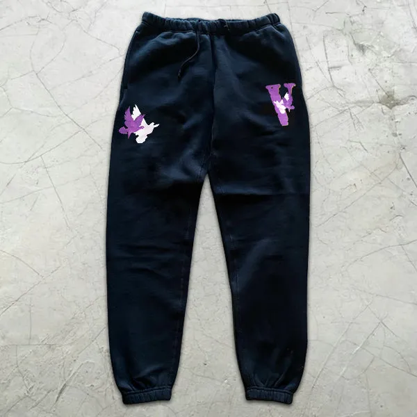 Dove Graphic Print Elastic Sweatpants
