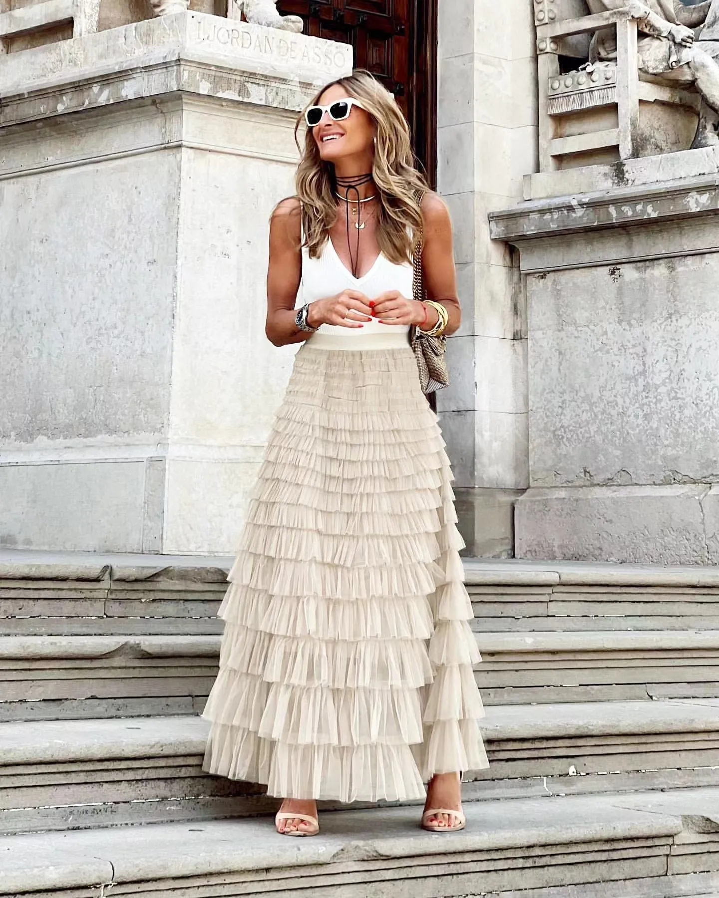 Elegant Vintage Tulle Long Skirt