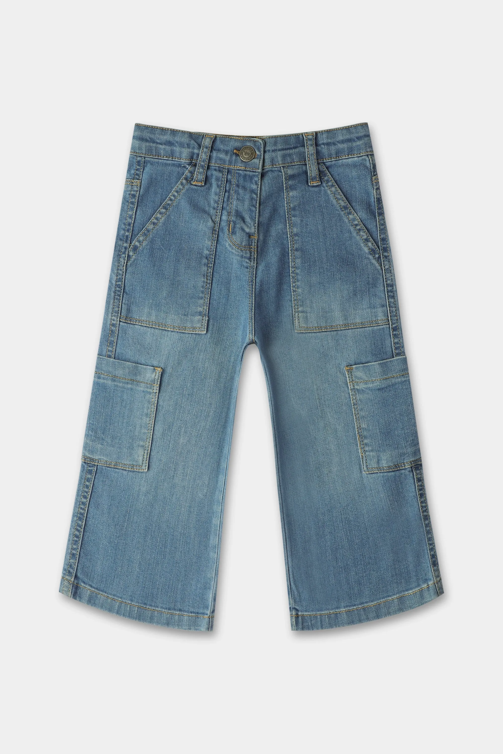 Girls Light Blue Wide-Leg Jeans