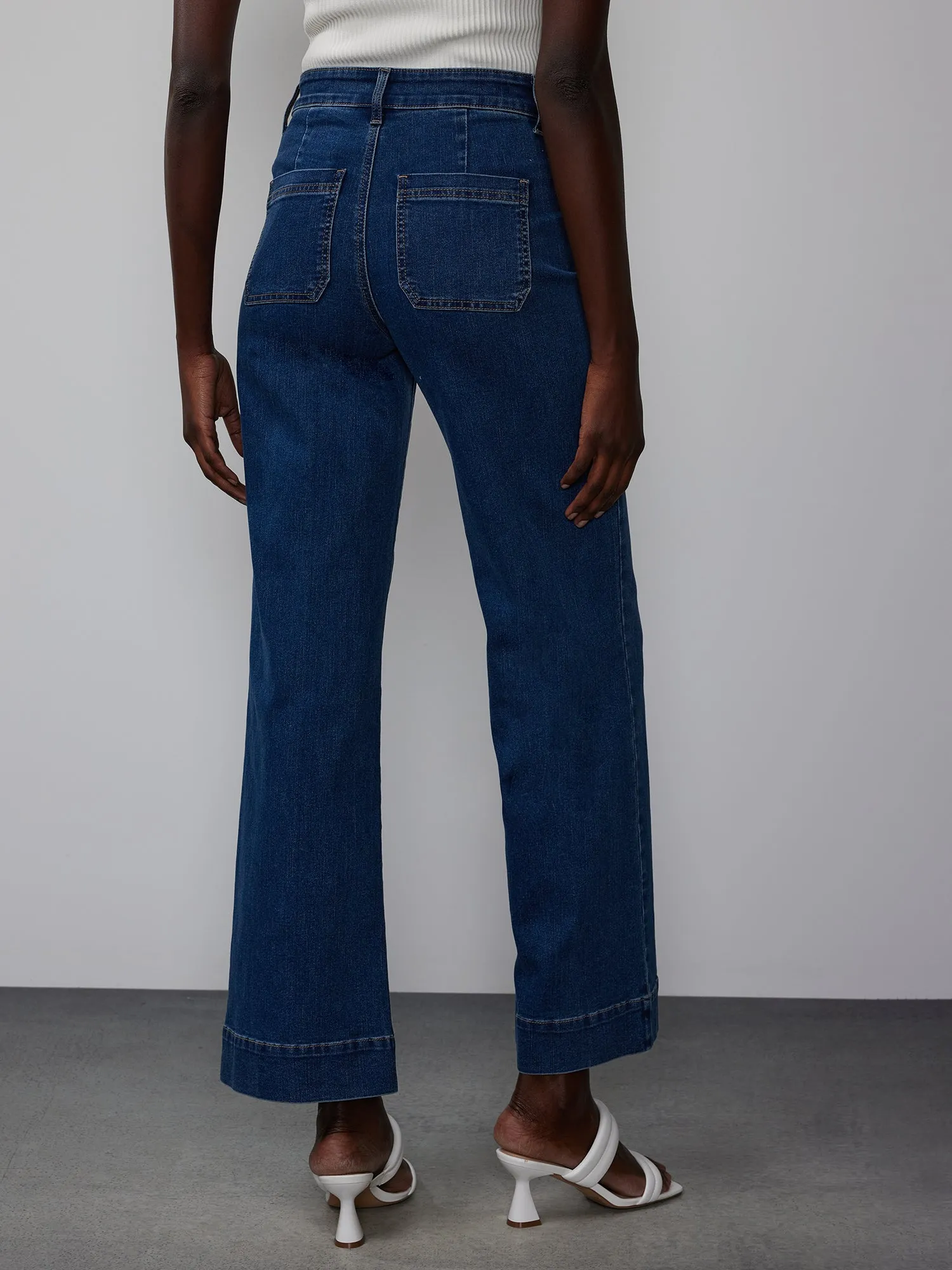 High Rise Wide Leg Sailor Ankle Jeans