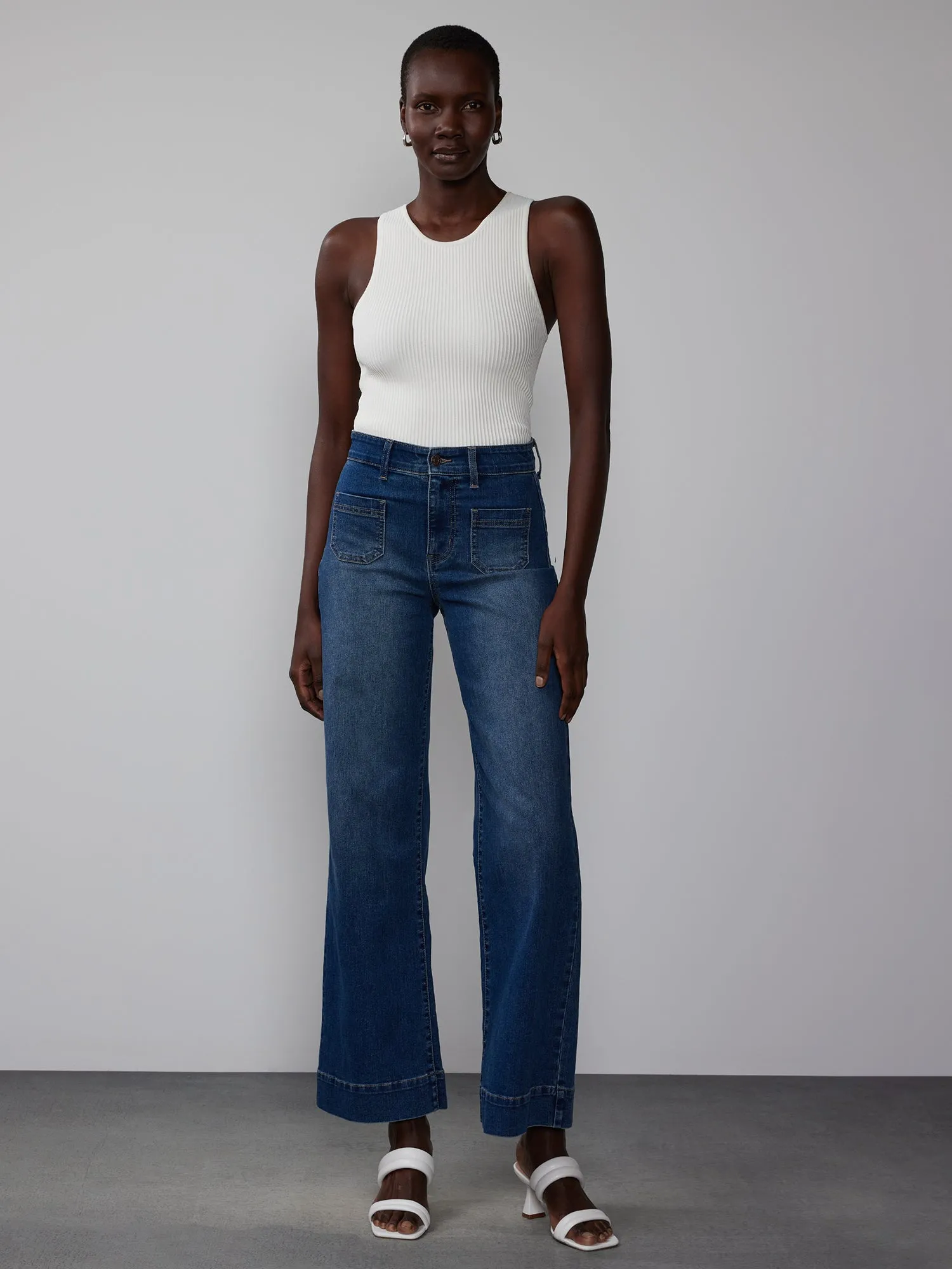 High Rise Wide Leg Sailor Ankle Jeans