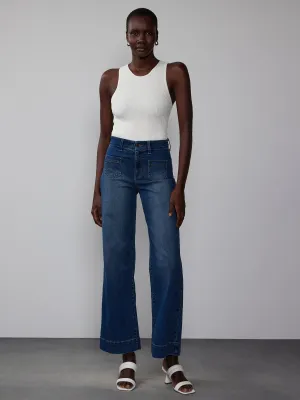 High Rise Wide Leg Sailor Ankle Jeans