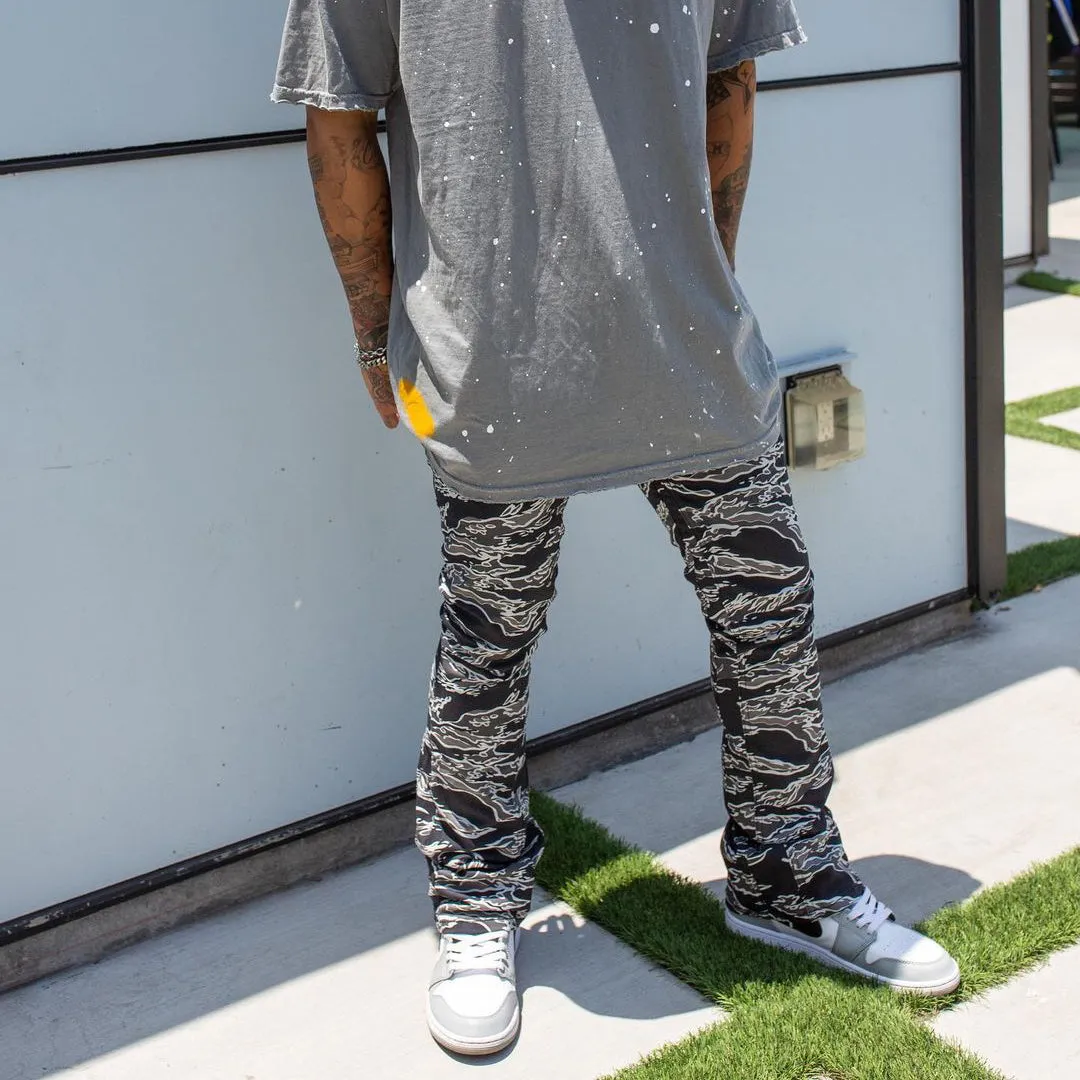 Hip-Hop Punk Trousers With Vintage Texture Print