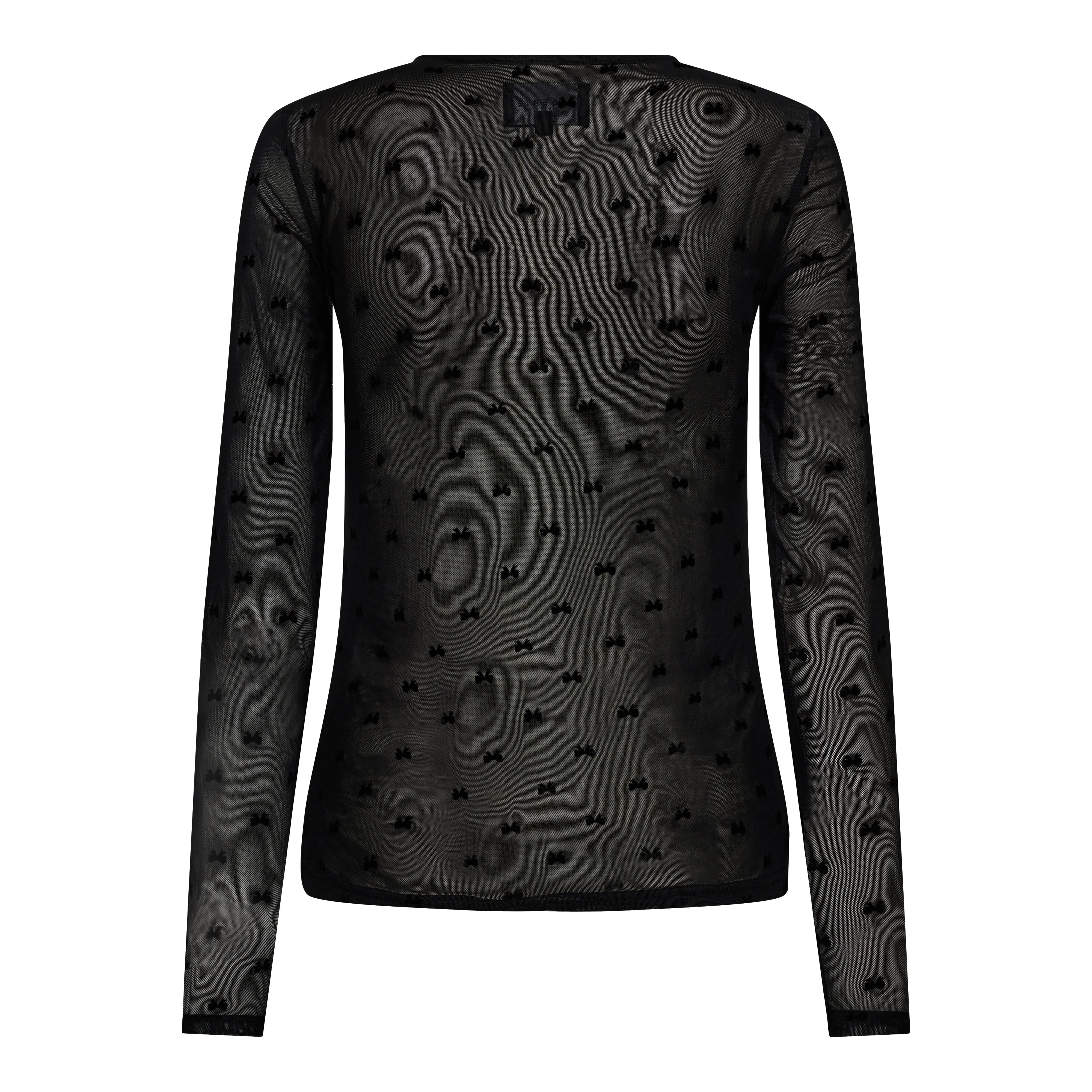 MESH-LS-TSHIRT - BLACK FLOCK BOW