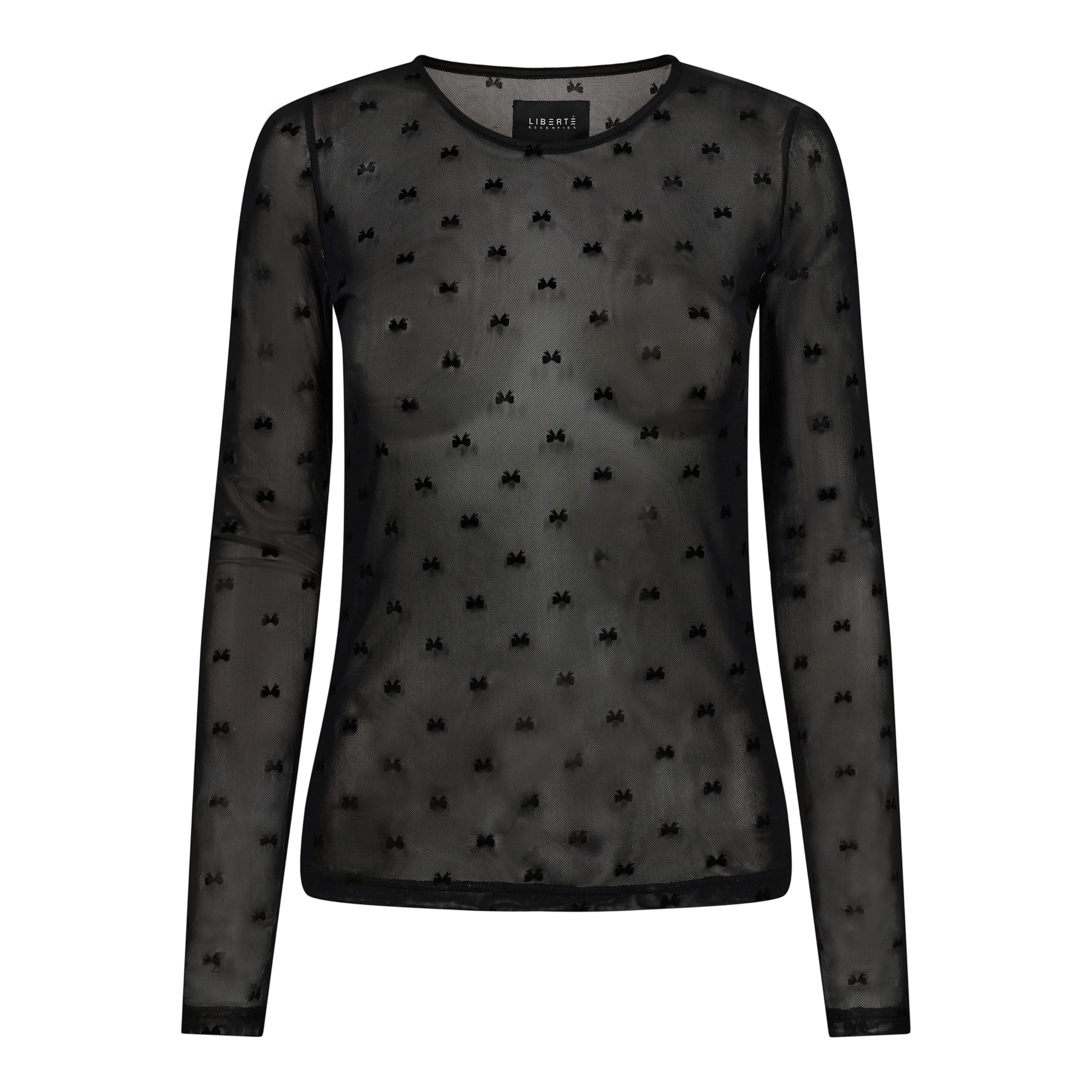 MESH-LS-TSHIRT - BLACK FLOCK BOW