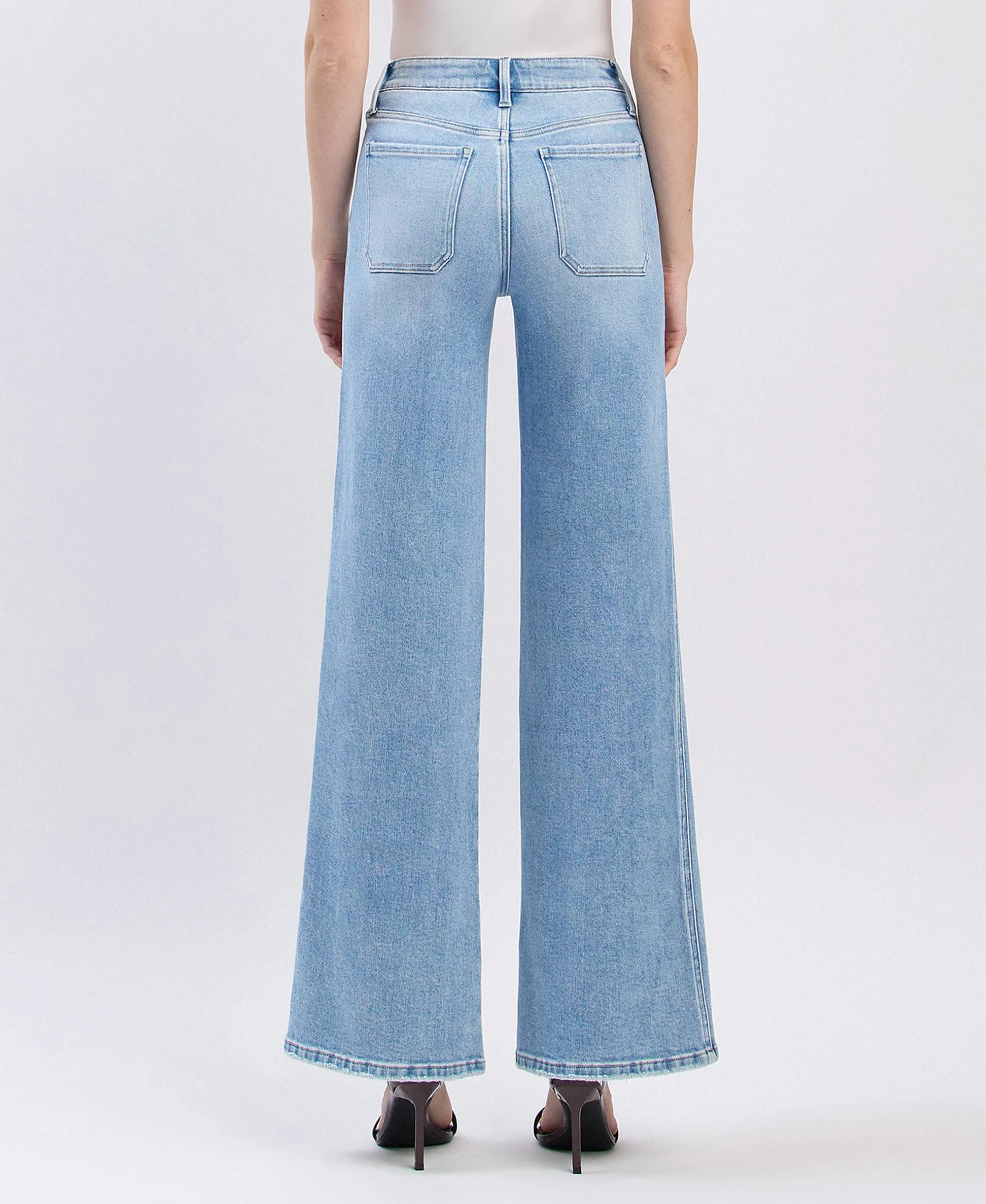 Monica High Rise Front Pocket Patch with Wide Leg Jeans by Flying Monkey