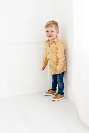 Mustard Stripes Printed Boys Shirts