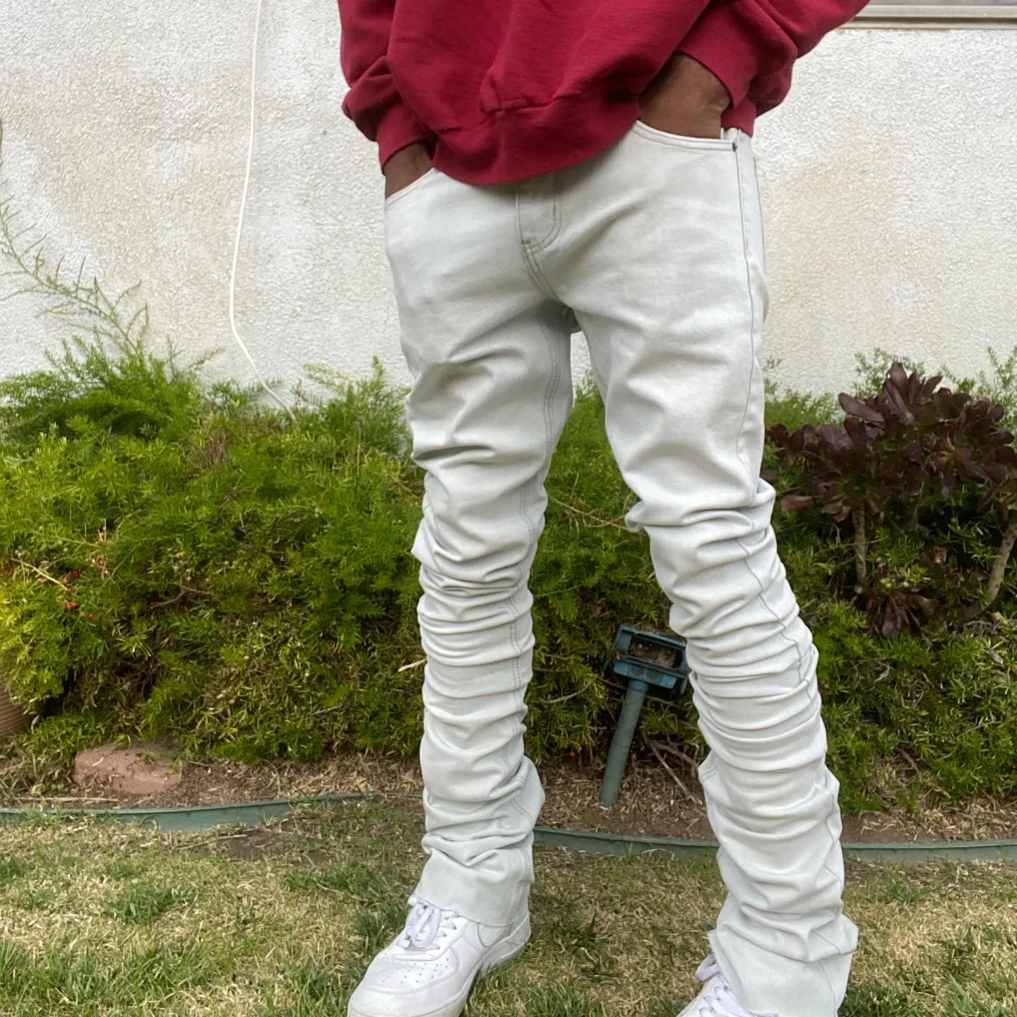 Off-White Solid Street Denim Straight Leg Pants