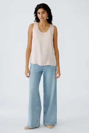 Oui Scoop Neck Shimmery Sleeveless Tank Top