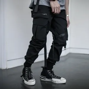 Paratrooper pants with streamers and multi-pockets