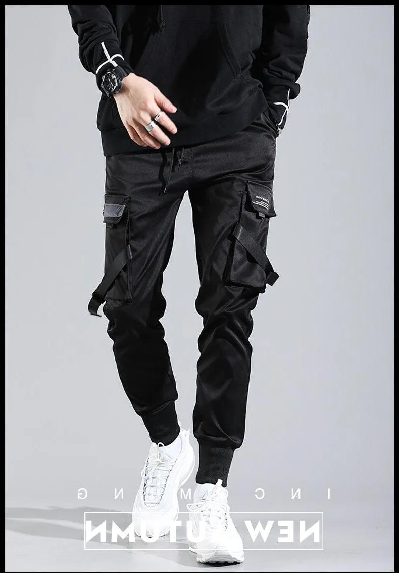 Paratrooper pants with streamers and multi-pockets