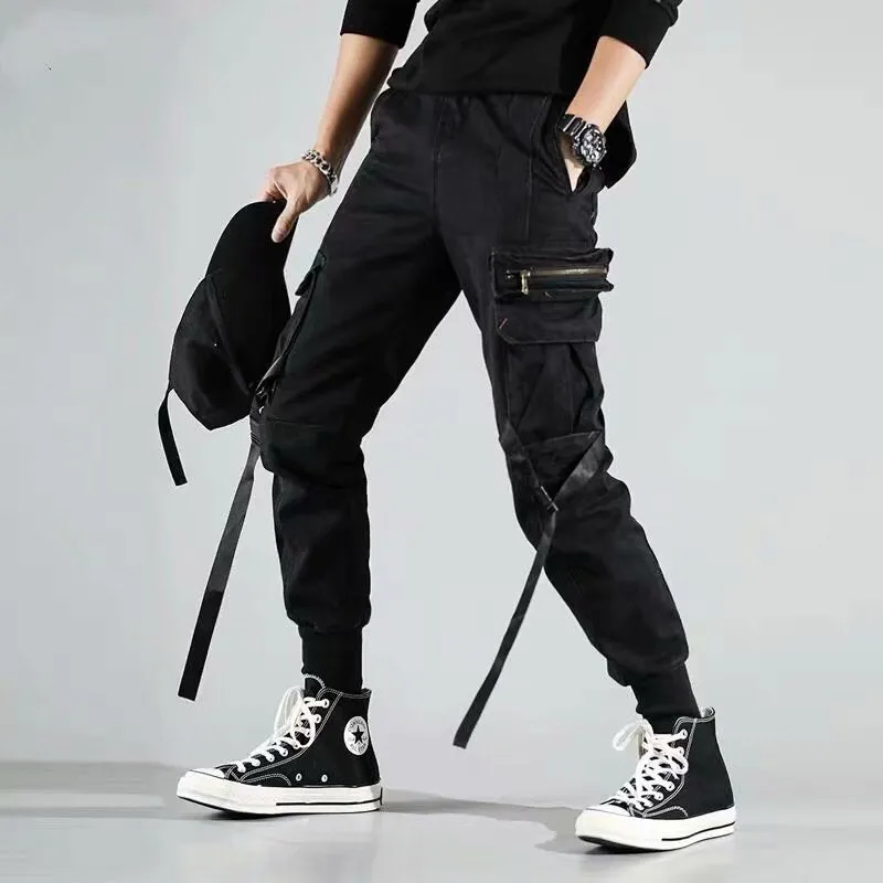 Paratrooper pants with streamers and multi-pockets