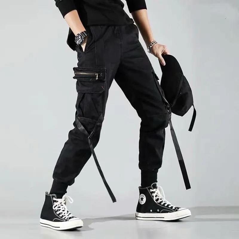 Paratrooper pants with streamers and multi-pockets