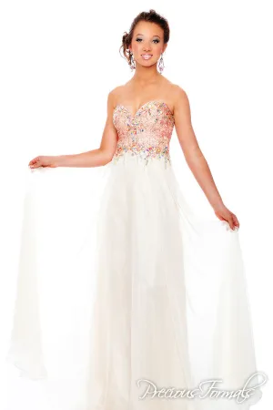 Precious Formals Glam Gurlz S53002 size 0 Prom Dress in Ivory/Turquoise