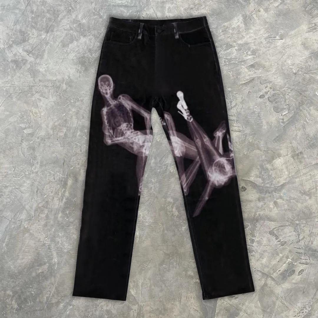 Retro character scan print jeans