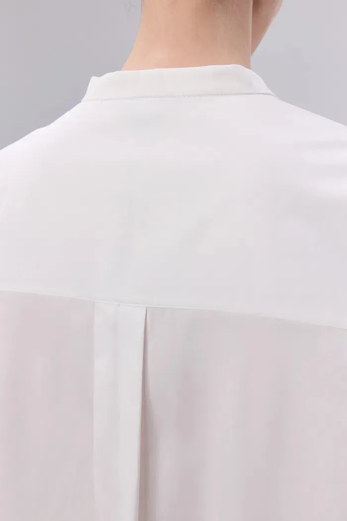 Rika Stand Collar Shirt in Cotton Poplin