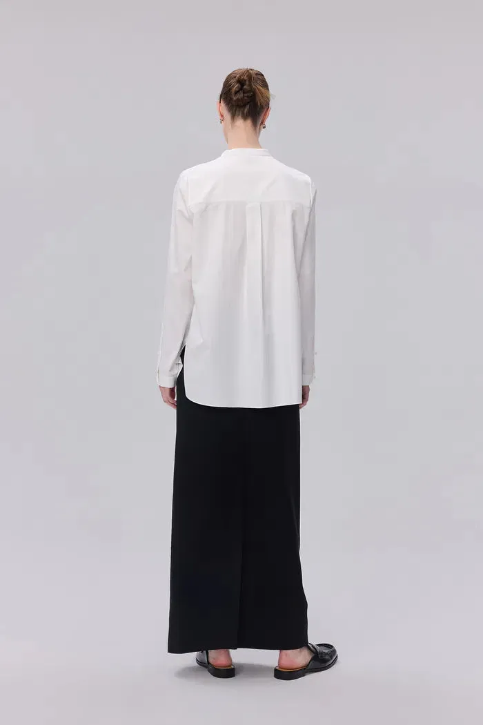 Rika Stand Collar Shirt in Cotton Poplin