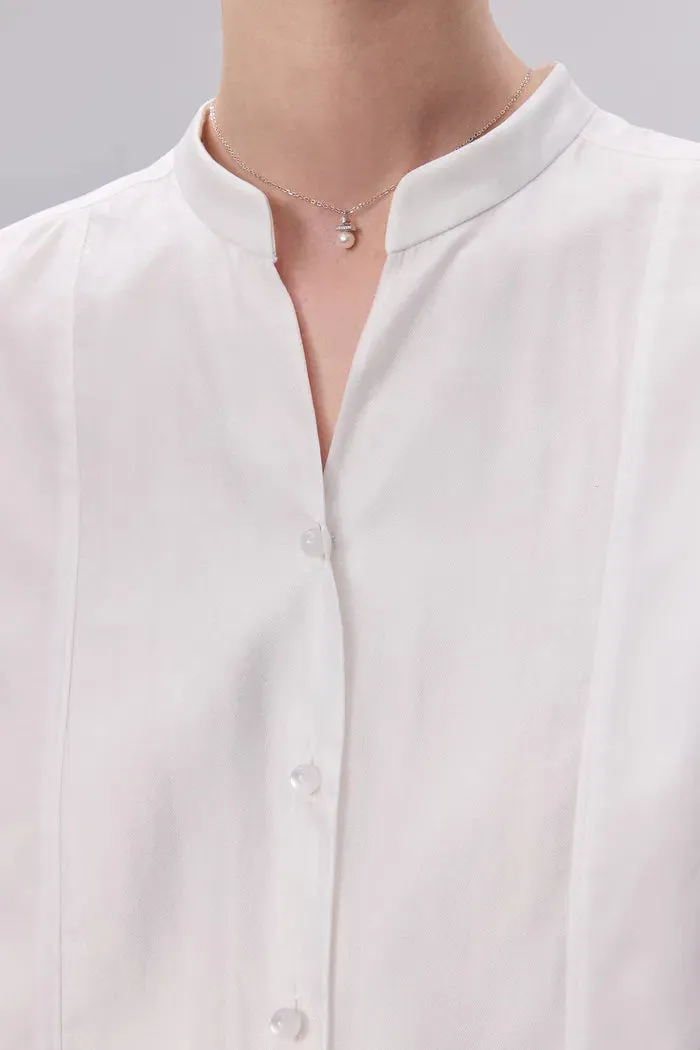 Rika Stand Collar Shirt in Cotton Poplin