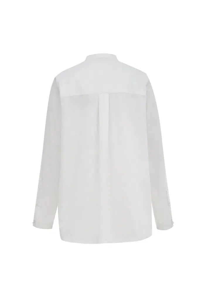 Rika Stand Collar Shirt in Cotton Poplin