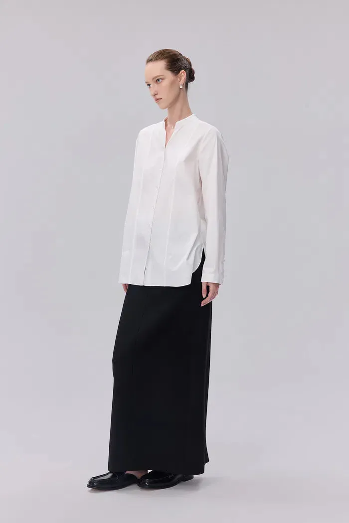 Rika Stand Collar Shirt in Cotton Poplin
