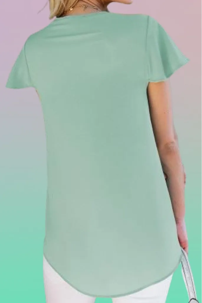 Sage Butterfly Sleeve Blouse-Final sale!