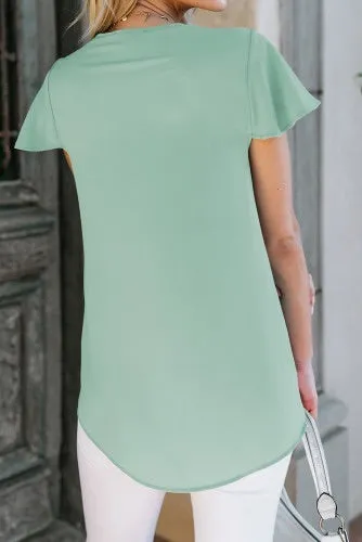 Sage Butterfly Sleeve Blouse-Final sale!