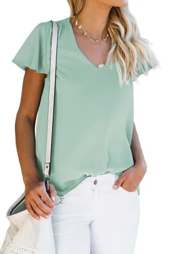 Sage Butterfly Sleeve Blouse-Final sale!